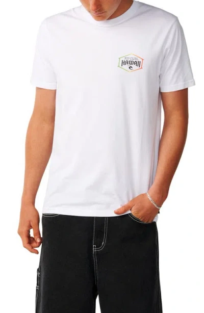 Rip Curl Aloha State Lockup Cotton Graphic T-shirt In White