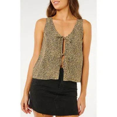 Rip Curl Animal Instincts Linen Blend Tank In Brown