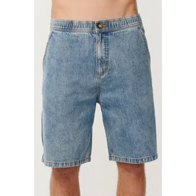 Rip Curl Archive Beach Elastic Waist Denim Carpenter Shorts In Blue
