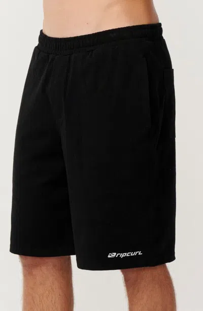 Rip Curl Archive Cotton Jersey Athletic Shorts In Black
