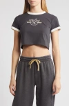 Rip Curl Archive Cotton Ringer Graphic Baby Tee In Washed Black