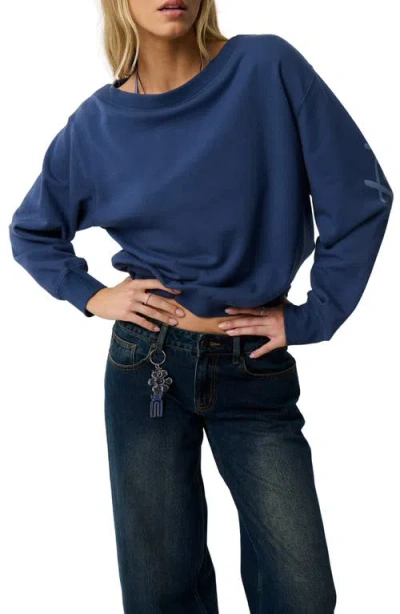 Rip Curl Archive Off The Shoulder Sweatshirt In Purple
