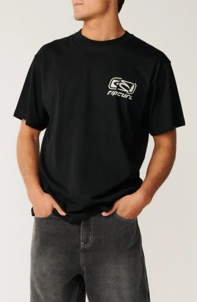 Rip Curl Archive Ripped Graphic Cotton T-shirt In Black