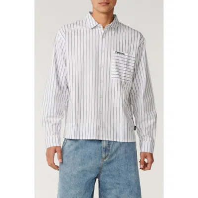 Rip Curl Archive Stripe Cotton Button-up Shirt In White