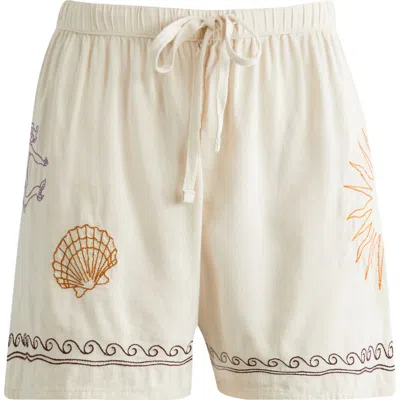 Rip Curl Beach Party Embroidered Shorts In Off White