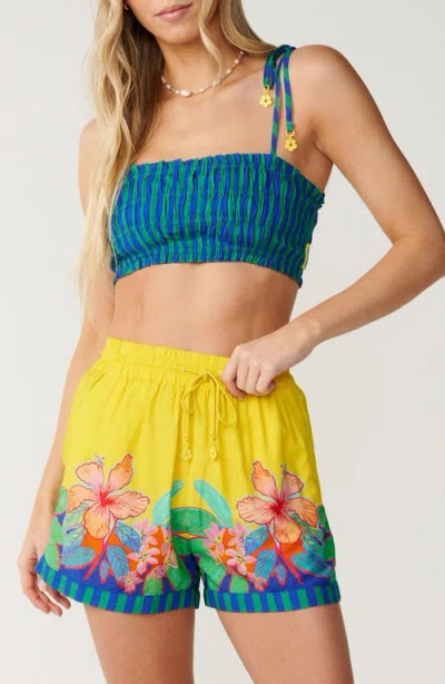 Rip Curl Bliss Frill Stripe Tie Strap Crop Tank In Blue