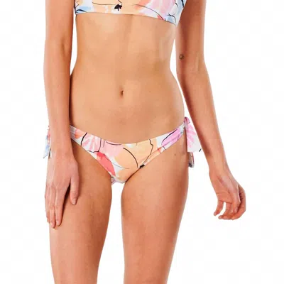 Rip Curl Blossom Tie Side Cheeky Bikini Bottom In Cream In Multi