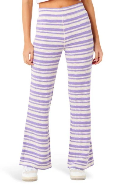 Rip Curl Bobbi Stripe Flare Leg Pants In White/purple