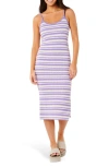 Rip Curl Bobbi Stripe Midi Dress In White/purple