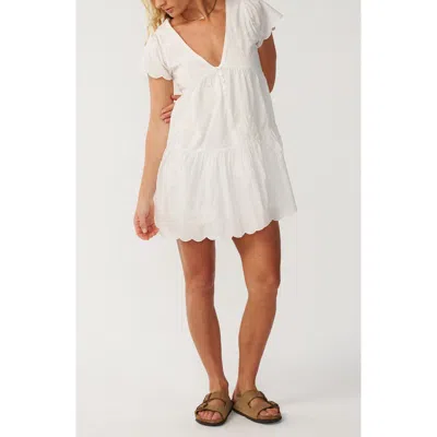 Rip Curl Bossa Nova Embroidered Cotton Minidress In White