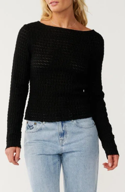 Rip Curl Bossa Nova Texture Long Sleeve Top In Black