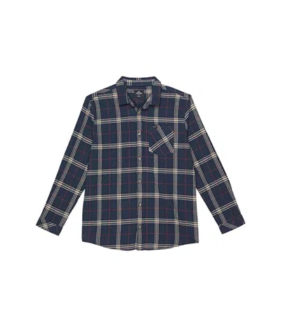 Rip Curl Kids' Boys  Flannel Shirt Blue Cotton Checked Long Sleeve Button Up Gbo254