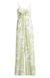 Rip Curl Cala Cadella Palm Print Jumpsuit In Sage