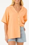 Rip Curl Cala Cadella Textured Seersucker Camp Shirt In Orange