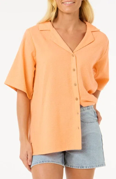 Rip Curl Cala Cadella Textured Seersucker Camp Shirt In Orange