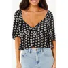 Rip Curl Cala Nights Print Flutter Sleeve Top In Black