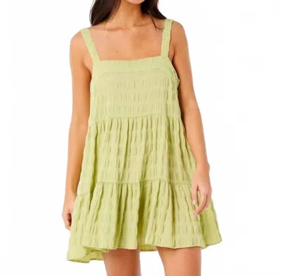RIP CURL CALA NIGHTS SEERSUCKER MINI DRESS IN SAGE GREEN