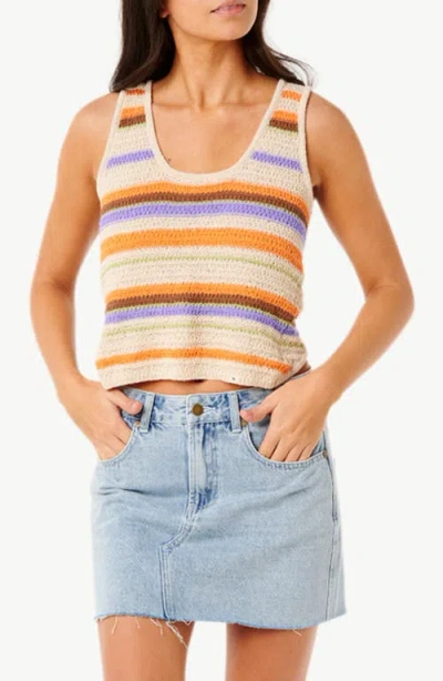 Rip Curl Cala Nights Stripe Crop Top In Light Orange