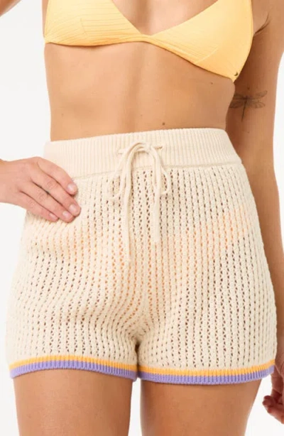 Rip Curl Cala Vadella Crochet Shorts In Off White