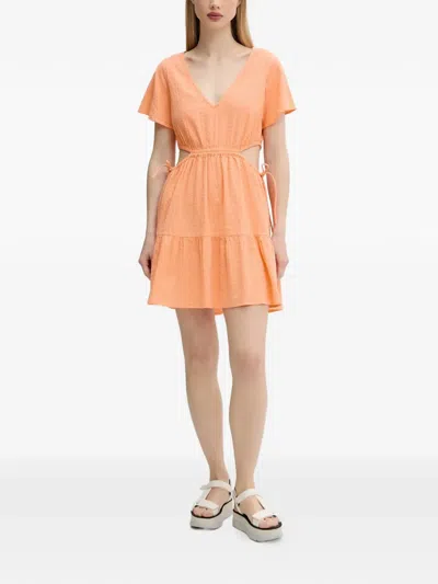 Rip Curl Cala Vadella Cut-out Tiered Mini Dress In Pink