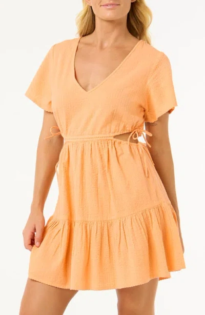 Rip Curl Cala Vadella Waist Cutout Minidress In Orange