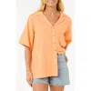 Rip Curl Cala Cadella Textured Seersucker Camp Shirt In Orange