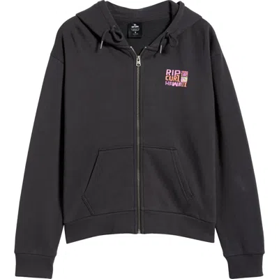 Rip Curl Catalina Island Front Zip Cotton Hoodie In Black