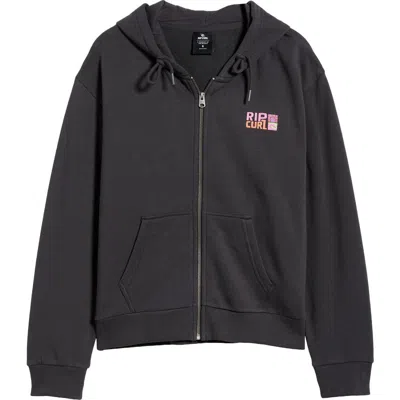 Rip Curl Catalina Island Front Zip Cotton Hoodie In Black