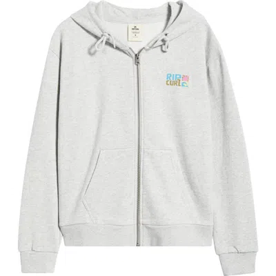 Rip Curl Catalina Island Front Zip Cotton Hoodie In Gray