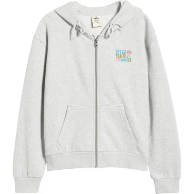 Rip Curl Catalina Island Front Zip Cotton Hoodie In Gray