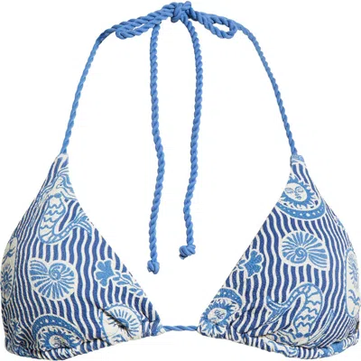 Rip Curl Catalina Waves Triangle Bikini Top In Blue