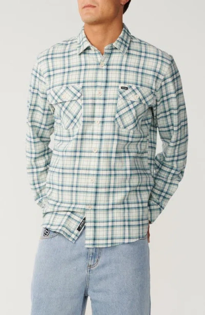 Rip Curl Check Cotton Button-up Shirt In Green