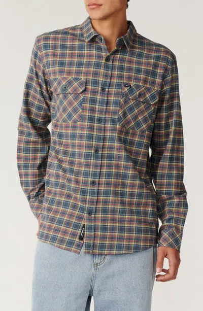 Rip Curl Check Cotton Button-up Shirt In Pine Night
