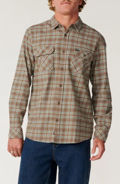 Rip Curl Check Cotton Button-up Shirt In Walnut