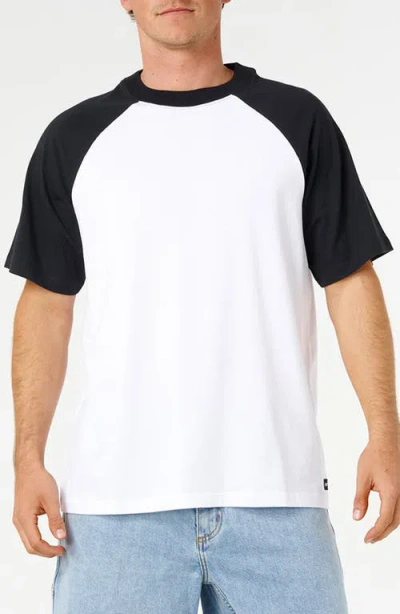 Rip Curl Classic Colorblock Raglan Sleeve Cotton T-shirt In White