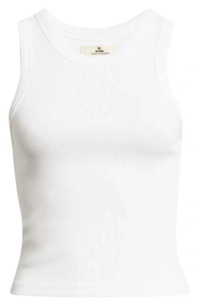 Rip Curl Classic Stretch Cotton Rib Tank In White