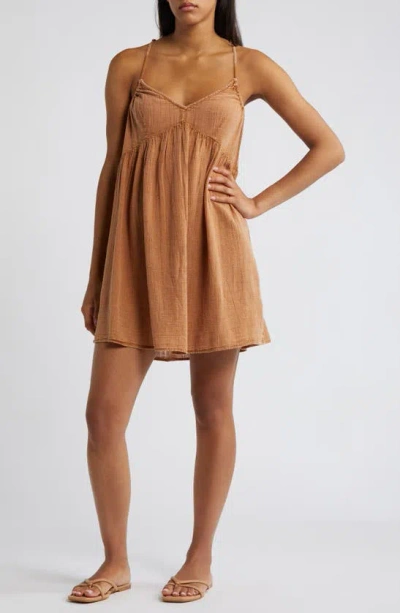 Rip Curl Classic Surf Cotton Cover-up Dress In Brown