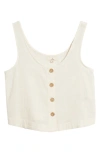 Rip Curl Classic Surf Cotton Crop Button-up Tank In Bone