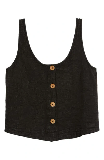 Rip Curl Classic Surf Cotton Crop Button-up Tank In Black