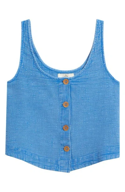 Rip Curl Classic Surf Cotton Crop Button-up Tank In Blue