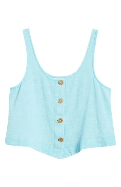 Rip Curl Classic Surf Cotton Crop Button-up Tank In Blue