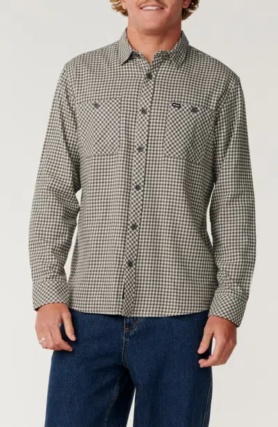 Rip Curl Classic Surf Gingham Check Cotton Button-up Shirt In Washed Black