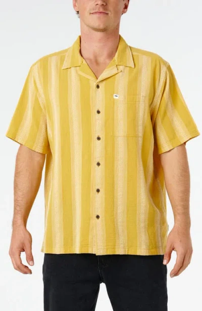 Rip Curl Classic Surf Weaver Stripe Cotton Camp Shirt In Yellow