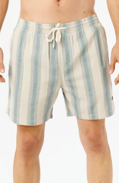 Rip Curl Classic Surf Weaver Stripe Cotton Drawstring Shorts In Gray