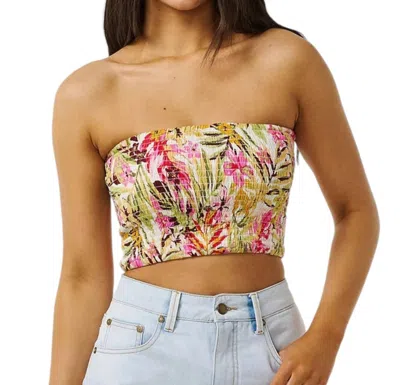 Rip Curl Copacabana Smocked Crop Tube Top In Yellow Multi