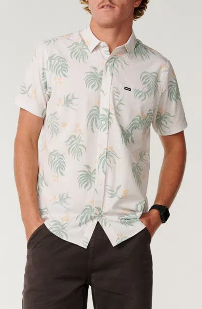 Rip Curl Cosmic Palms Short Sleeve Button Up Shirt In Bone