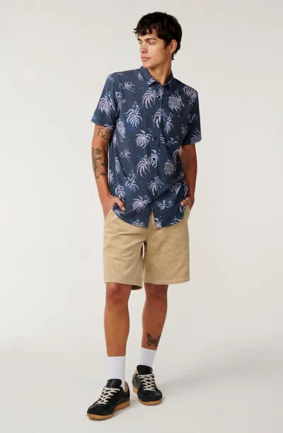 Rip Curl Cosmic Palms Short Sleeve Button Up Shirt In Dark Navy