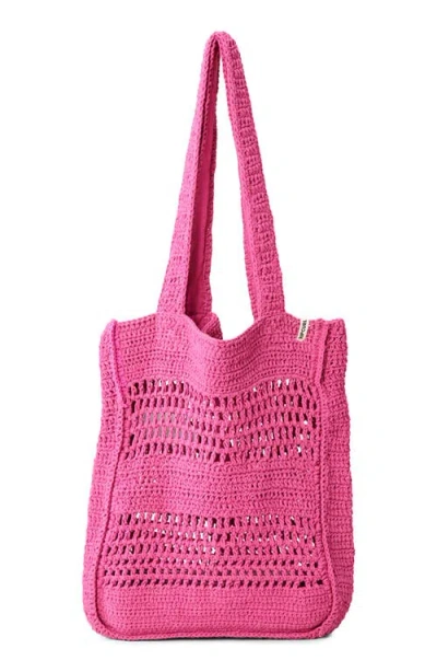 Rip Curl Crochet Tote In Hot Pink