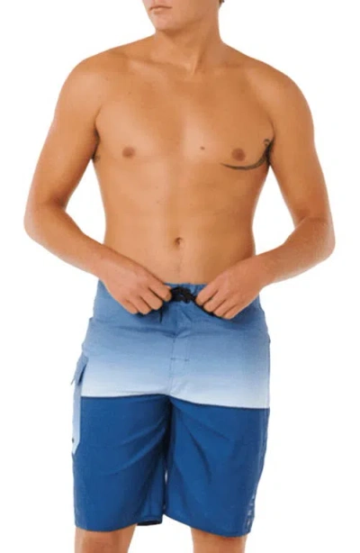 Rip Curl Dawn Patrol Colorblock Print Swim Trunks In Blue