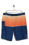Rip Curl Dawn Patrol Colorblock Print Swim Trunks In Washed Navy